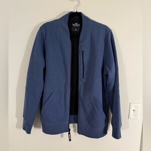 Hollister Men's Zip-Up Sweater in Blue